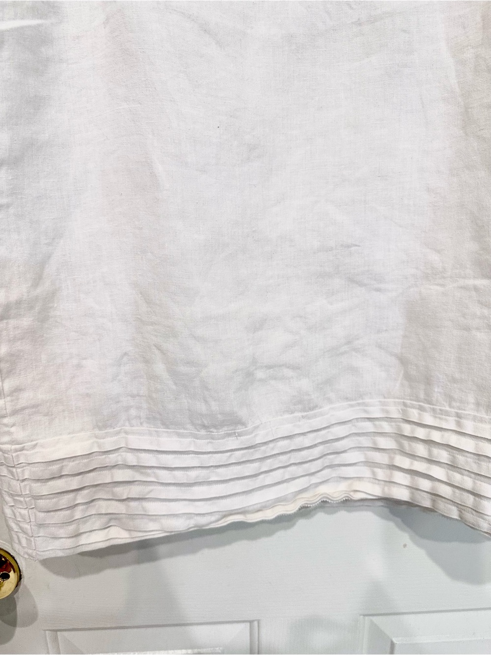LOFT Ann Taylor White Linen Ruffle Dress Size 14 | Cottagecore Coastal Summer - Picture 3 of 7